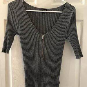 Express Zip Elbow Sleeve Sweater Top